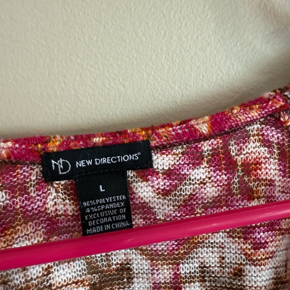 New Directions Pink and Brown Graphic Sweater - Picture 5 of 7